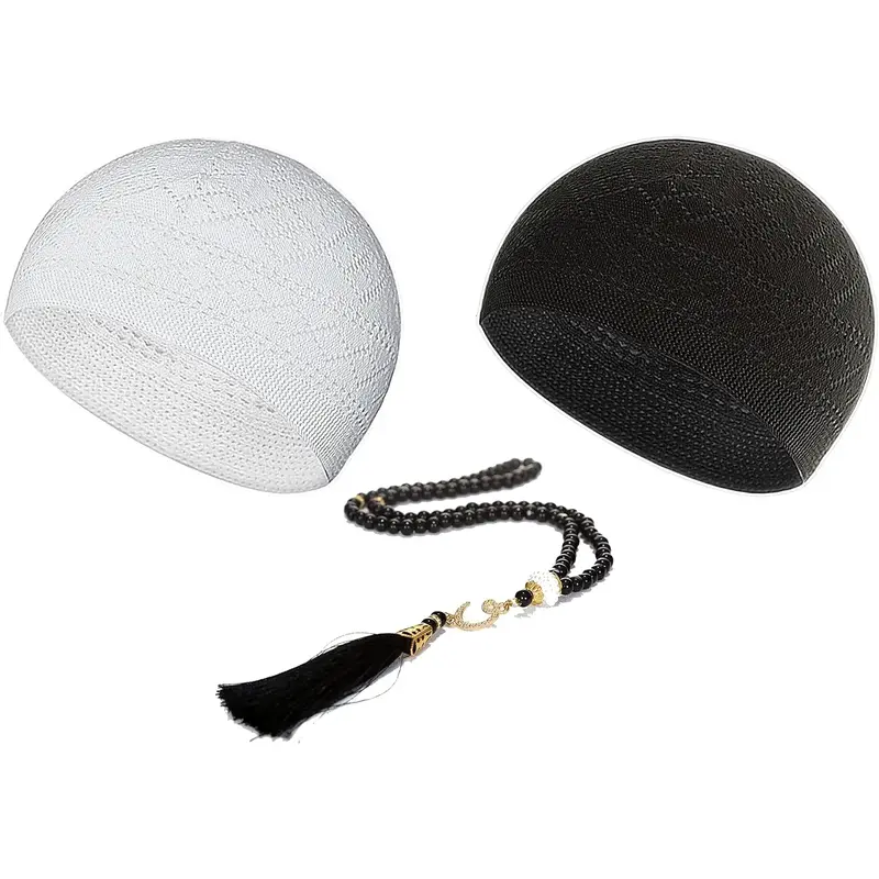Kufi Hats for Men Muslim, Prayer Cap, Handicraft Taqiyah, Taqiyah Cap, Muslim Tasbih 99 Beads, Muslim Prayer Beads ESERRA