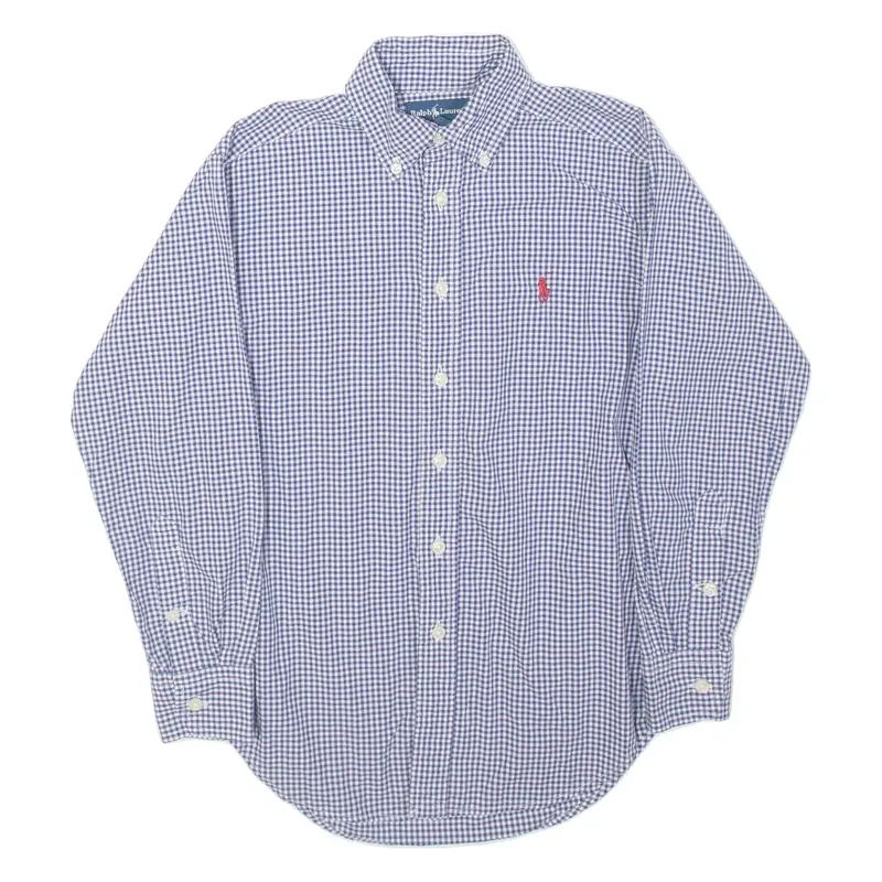 RALPH LAUREN Boys Shirt Blue Gingham Long Sleeve S