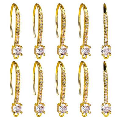 20Pcs Brass Micro Pave Clear Cubic Zirconia Earring Hooks