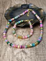 Colorblock Beaded Necklace & Bracelet, Fashion Jewelry for Party, Daily Clothing Decor, Trendy All-match & Exquisite Jewelry ...