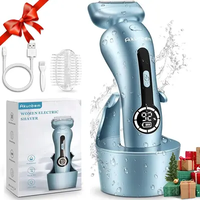 Akunbem Electric Shaver for Women Best Electric Razor for Womens Bikini Legs Underarm Public Hairs Rechargeable Trimmer with ...