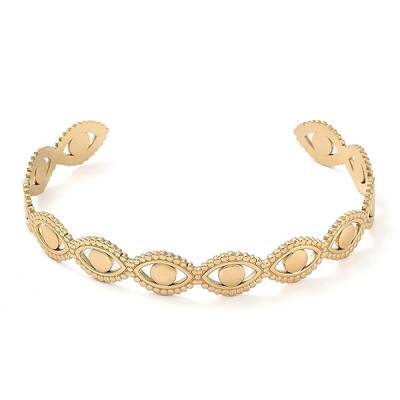 304 Stainless Steel Hollow Horse Eye Cuff Bangle for Women