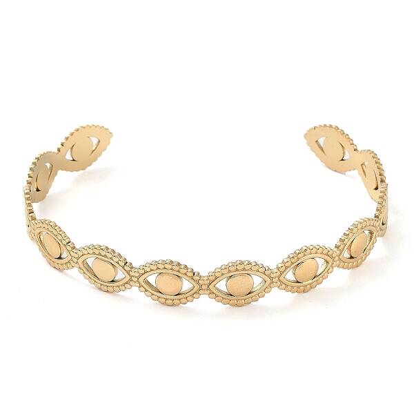 304 Stainless Steel Hollow Horse Eye Cuff Bangle for Women