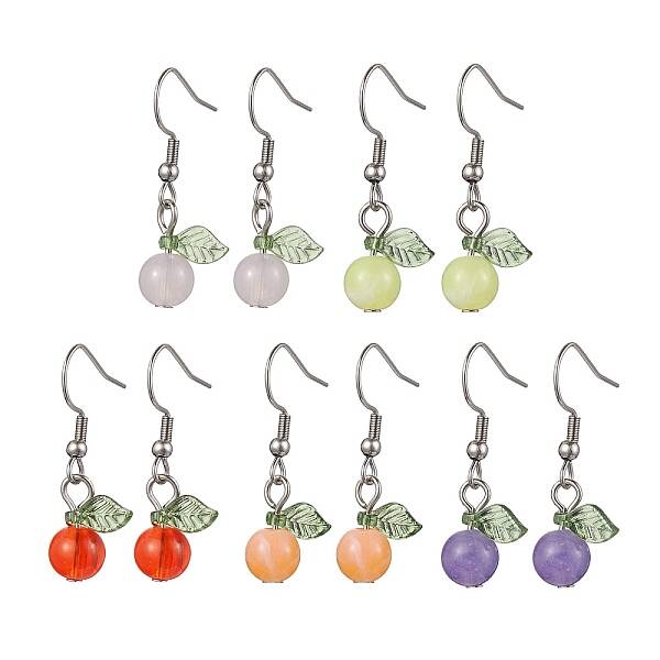 5Pairs 5 Colors Acrylic Dangle Earrings