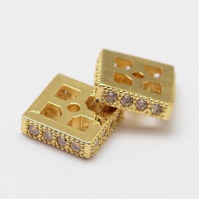 Brass Micro Pave Cubic Zirconia Spacer Beads