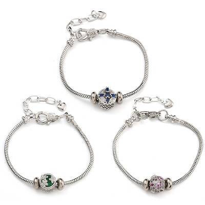 Brass Micro Pave Cubic Zirconia European Bracelets