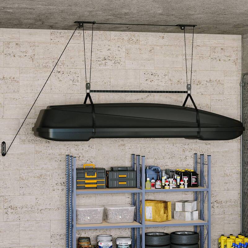 Garvee Cargo Box Garage Pulley System Heavy-Duty Ceiling Hoist 150 lb Capacity Steel Adjustable Straps Fits 8-10 ft Ceilings ...