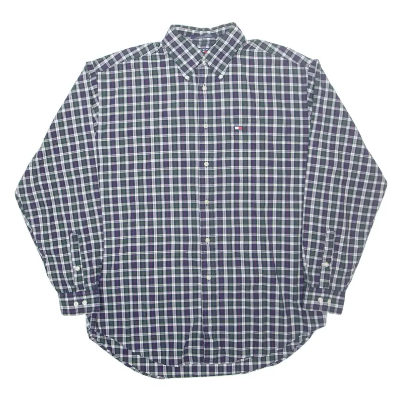 TOMMY HILFIGER Mens Shirt Blue Check Long Sleeve M