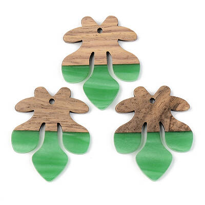 Opaque Resin & Walnut Wood Pendants