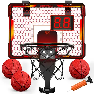 Foldable Basketball Hoop Toy, 1 Set Indoor Outdoor Basketball Hoop Toy with Balls & Scoreboard, Basketball Toy Gift for Boys ...