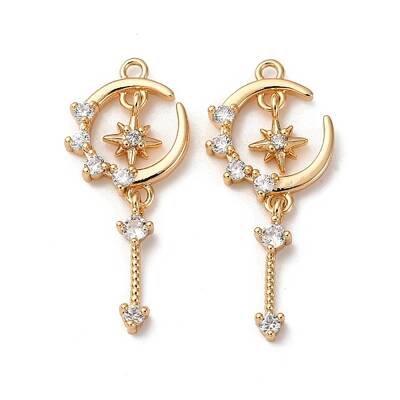 Brass Micro Pave Clear Cubic Zirconia Pendants