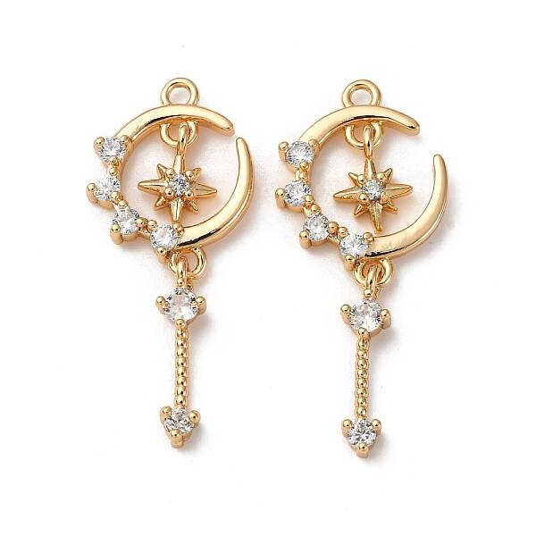 Brass Micro Pave Clear Cubic Zirconia Pendants