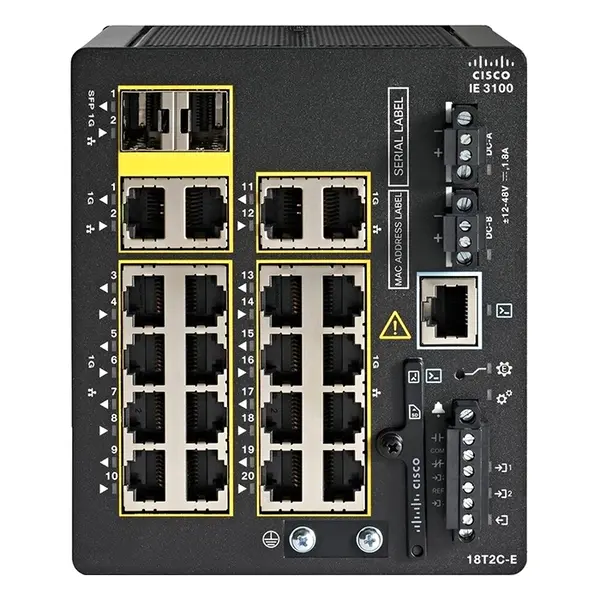 IE-3100-18T2C-E Cisco Cataylst IE3100 Rugged Series 18 x 10/100/1000Base-T RJ-45 and 2 x 1GbE RJ-45 Uplinks Ports Network Ess...