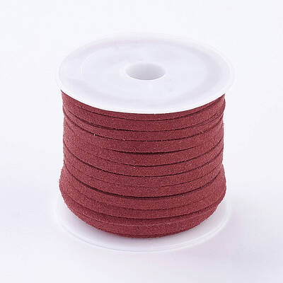 3x1.5mm Red Flat Faux Suede Cord