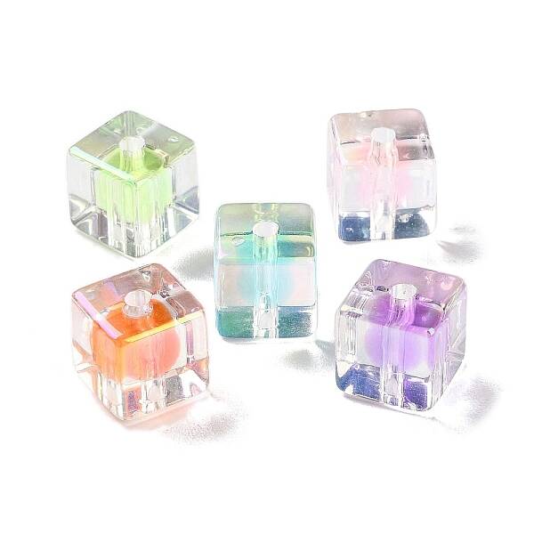 UV Plating Iridescent Transparent Acrylic Beads