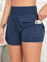 Women's Plain Pocket 2 in 1 Sports Shorts, Fall Outfits, Sporty Casual Shirred High Waist Shorts for Yoga Running Golf Tennis...