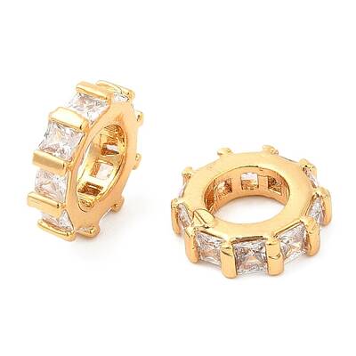 Brass Micro Pave Cubic Zirconia European Beads
