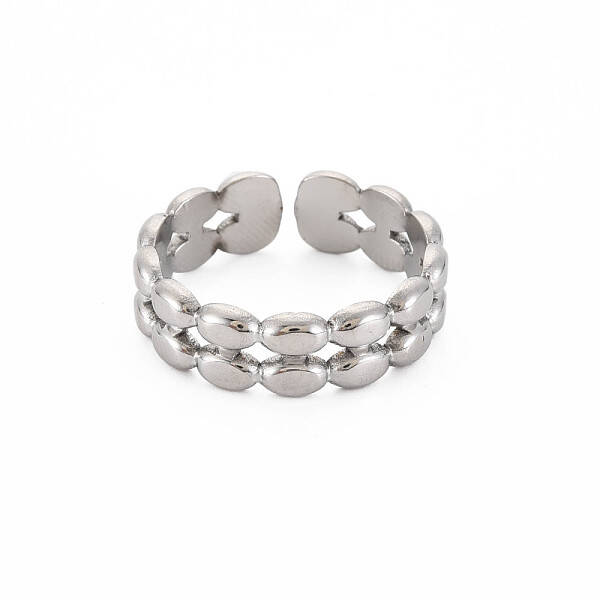 Non-Tarnish 304 Stainless Steel Oval Wrap Open Cuff Ring for Women