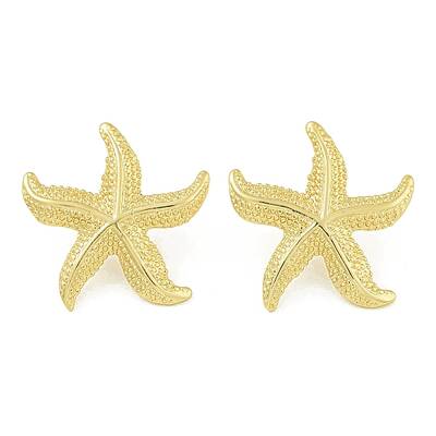 Starfish Brass Stud Earrings