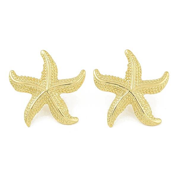 Starfish Brass Stud Earrings