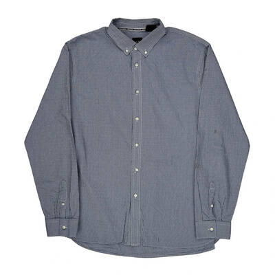 Graph Check Pattern Armani Exchange Graphic Shirt - XL Blue Cotton