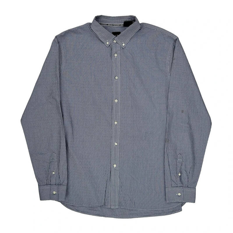 Graph Check Pattern Armani Exchange Graphic Shirt - XL Blue Cotton
