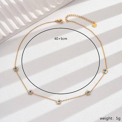 Stainless Steel Evil Eye Flower Collarbone Necklaces for Women Daily Casual Party Vacation