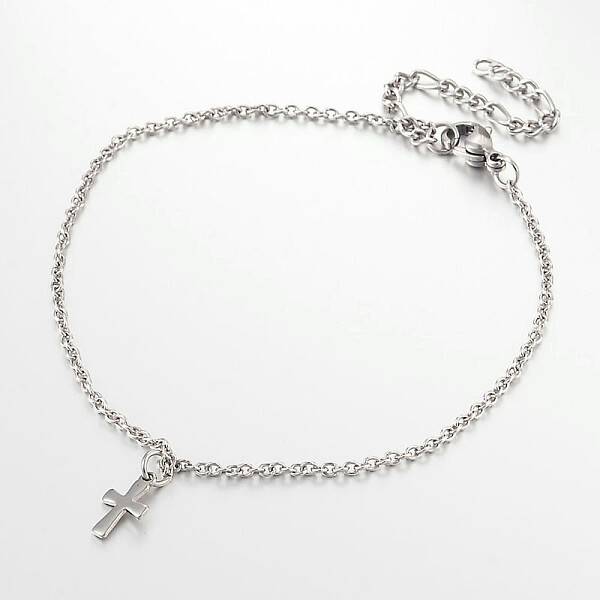Tarnish Resistant Cross Stainless Steel Anklets