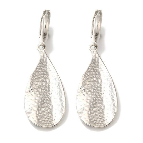 Rack Plating Leaf Brass Hoop Earrings
