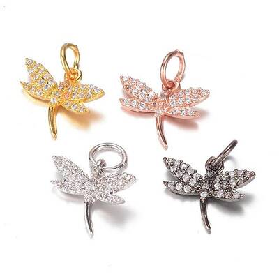 Brass Micro Pave Cubic Zirconia Charms