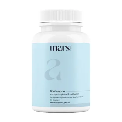 Mars Pure Lion's Mane Caps: 60 N, Powered with Moringa & Cod Liver Oil, Premium Extract for Mental Clarity, Fitness & Healthc...