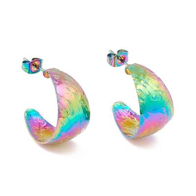 Ion Plating(IP) 304 Stainless Steel Chunky C-shape Stud Earrings