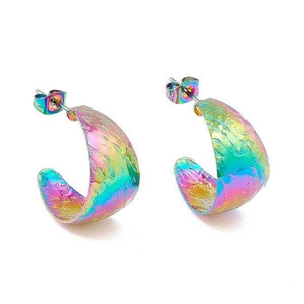 Ion Plating(IP) 304 Stainless Steel Chunky C-shape Stud Earrings