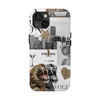 Fashion Editorial Phone Case, Chic Cityscape Tough Phone Case, Aestheic, Collage Leopard, Luxury Brand Phone Cover, Gift for ...