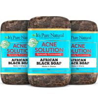 It's Pure Natural African Black Soap Bars with Acne Solution (Pack of 3) Organic Raw Soap for Face & Body Body Care Body Wash