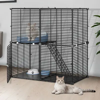 YITAHOME Indoor Cat Cage 2/4 Tier Kitten Cage House Cat Enclosure Outdoor Small Animal DIY Pet Playpen Detachable Metal Kenne...
