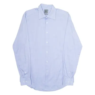 CALVIN KLEIN Slim Fit Mens Plain Shirt Blue Long Sleeve L