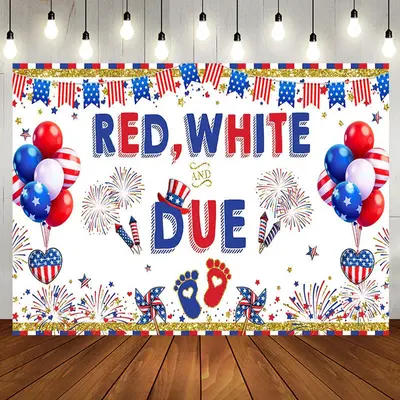 Red White And Due American Flag Baby Shower Backdrop - Aperturee