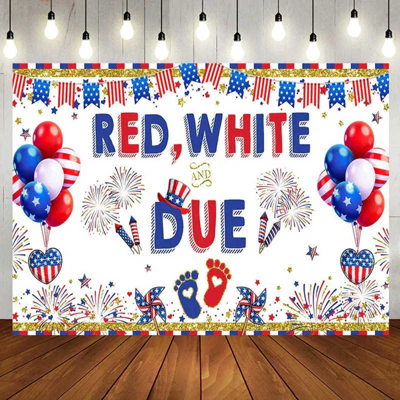 Red White And Due American Flag Baby Shower Backdrop - Aperturee