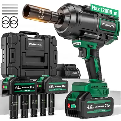 1200Nm Cordless Impact Wrench, High Torque 1/2\