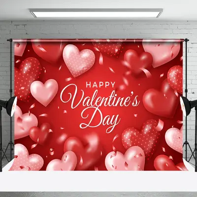 Aperturee Romantic Red Hearts Ribbon Valentines Day Backdrop, 3X2FT(1MX0.6M), 14 USD, valentines day backdrops, NYHD1I46-M