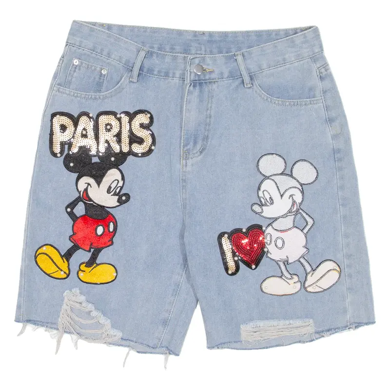 Mickey Mouse Paris Womens Jorts Shorts Blue L W33