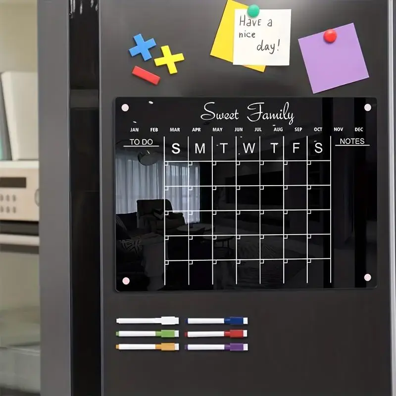 Erasable Message Board Set, Including 1 Count Magnetic Weekly Planner & 6 Counts Pens, Personal Plan Memo Reminder Board, Me...