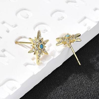 Star Brass Micro Pave Cubic Zirconia Ear Studs