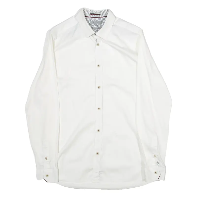 TED BAKER Mens Plain Shirt White Long Sleeve M