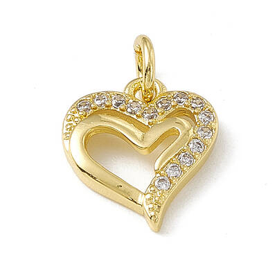 Brass Micro Pave Clear Cubic Zirconia Charms