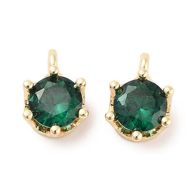 Brass Micro Pave Cubic Zirconia Charms