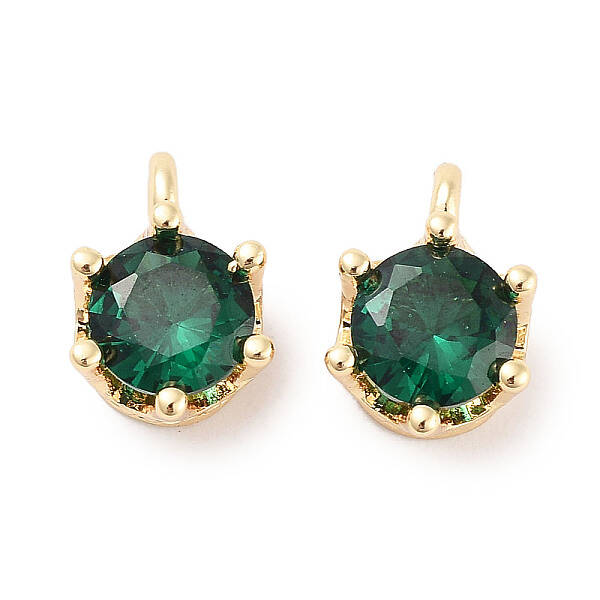 Brass Micro Pave Cubic Zirconia Charms