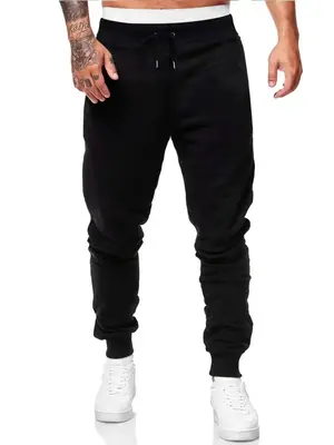 Men's Pocket Drawstring Waist Black Sweatpants, Pro Club Sweatpants, Regular Fit Plain Fashion Stylish Casual Jogger Trousers...