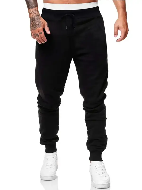Men's Pocket Drawstring Waist Black Sweatpants, Pro Club Sweatpants, Regular Fit Plain Fashion Stylish Casual Jogger Trousers...
